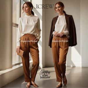 J.Crew NWT washable golden toffee caramel silk pull-on pants *shop@iamwarrior